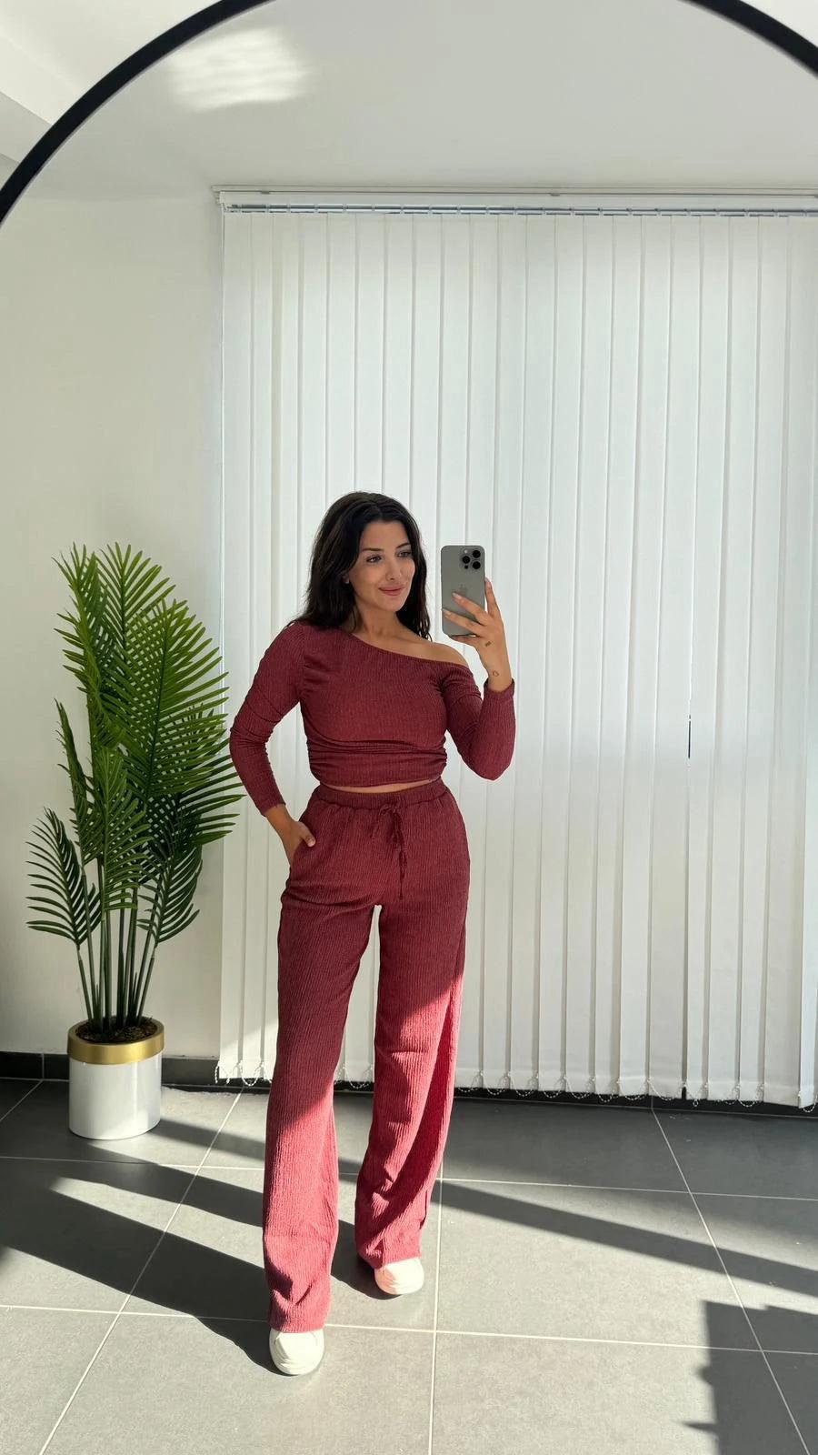 طقم يومي كتف خمري