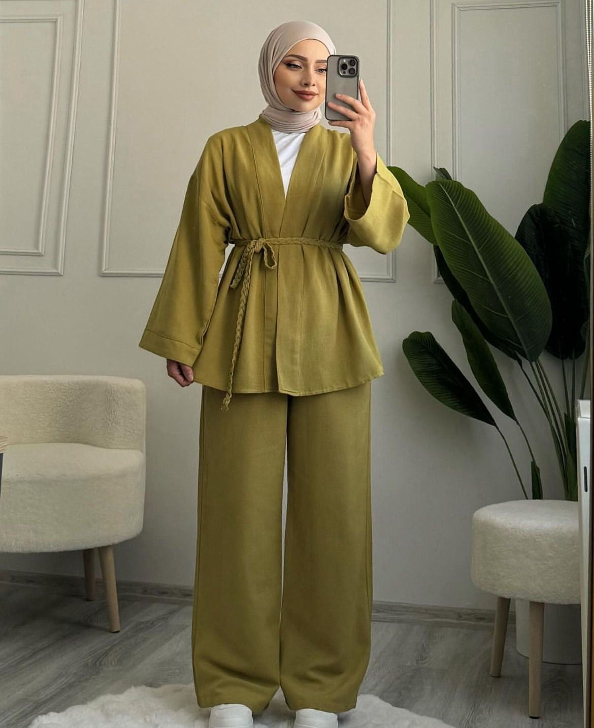 طقم ربطة جدلة اخضر