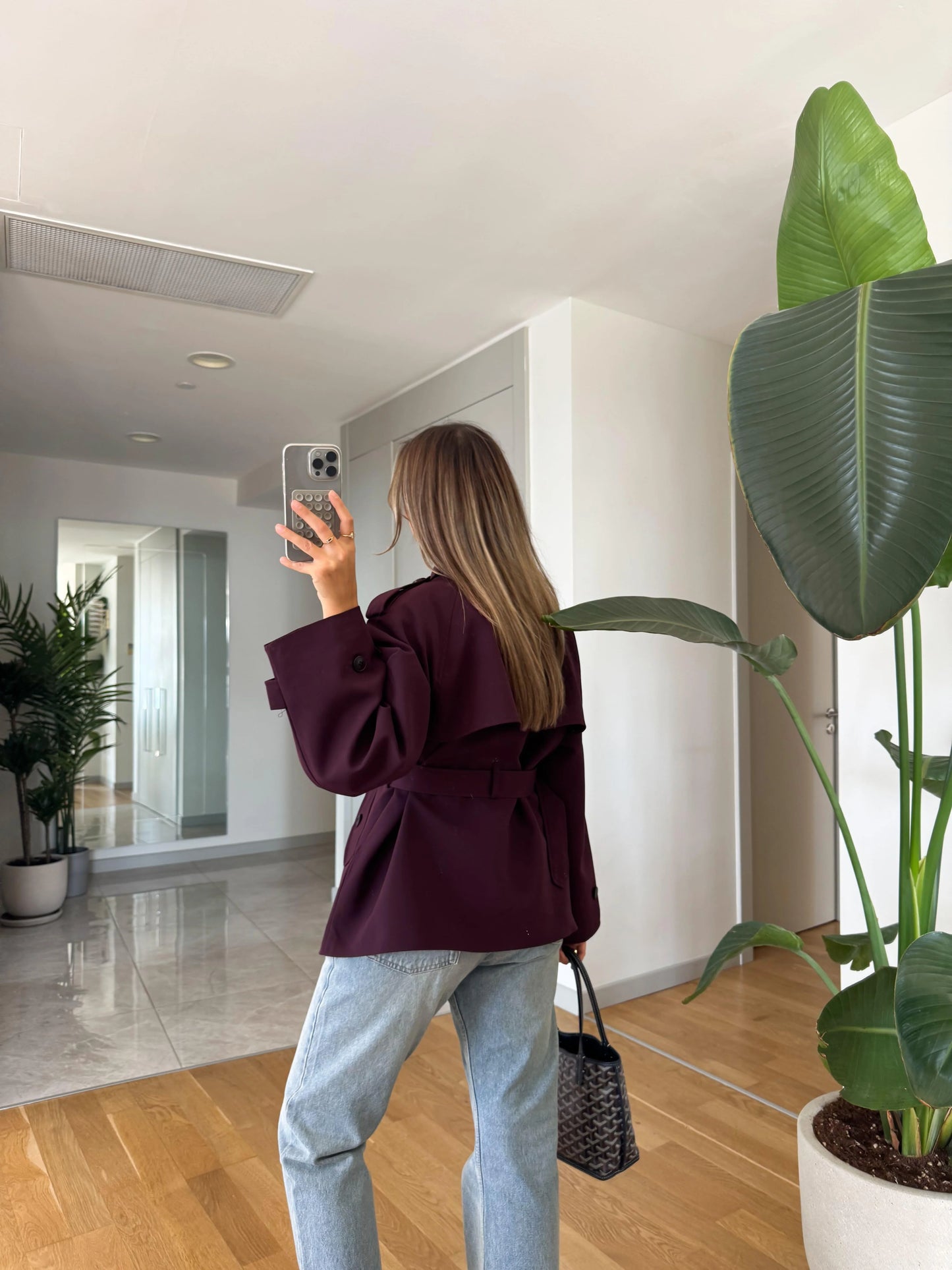 ترنش كوت عنابي