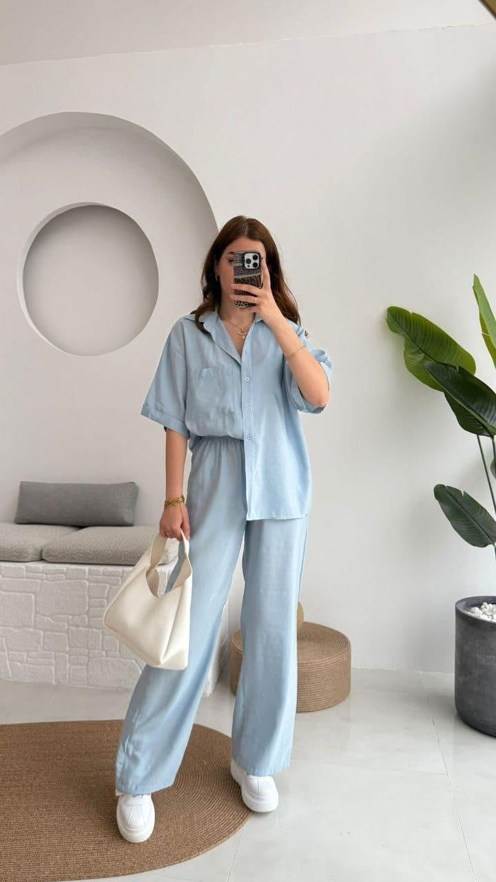 طقم قميص مع بنطلون ازرق مسيمو