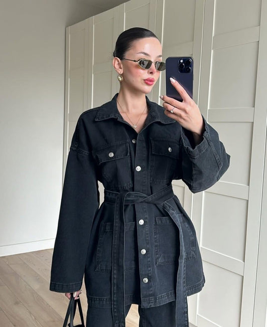 طقم جينز اسود