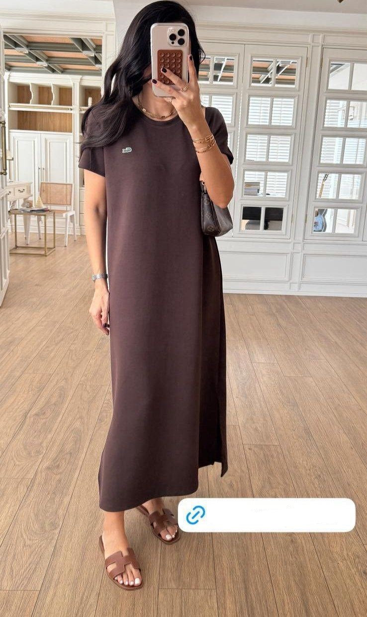 فستان لاكوست بني