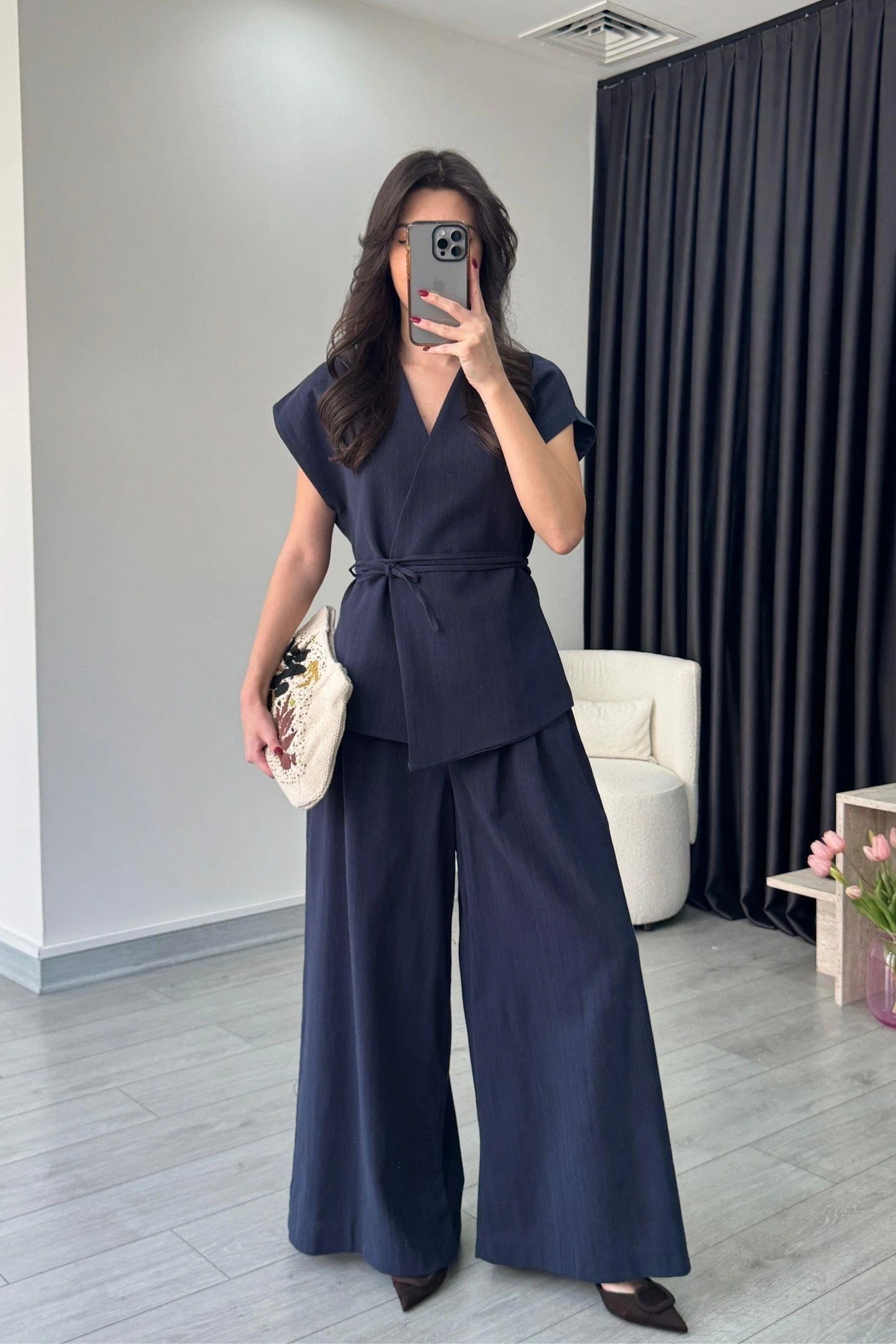 طقم كيمونو كحلي