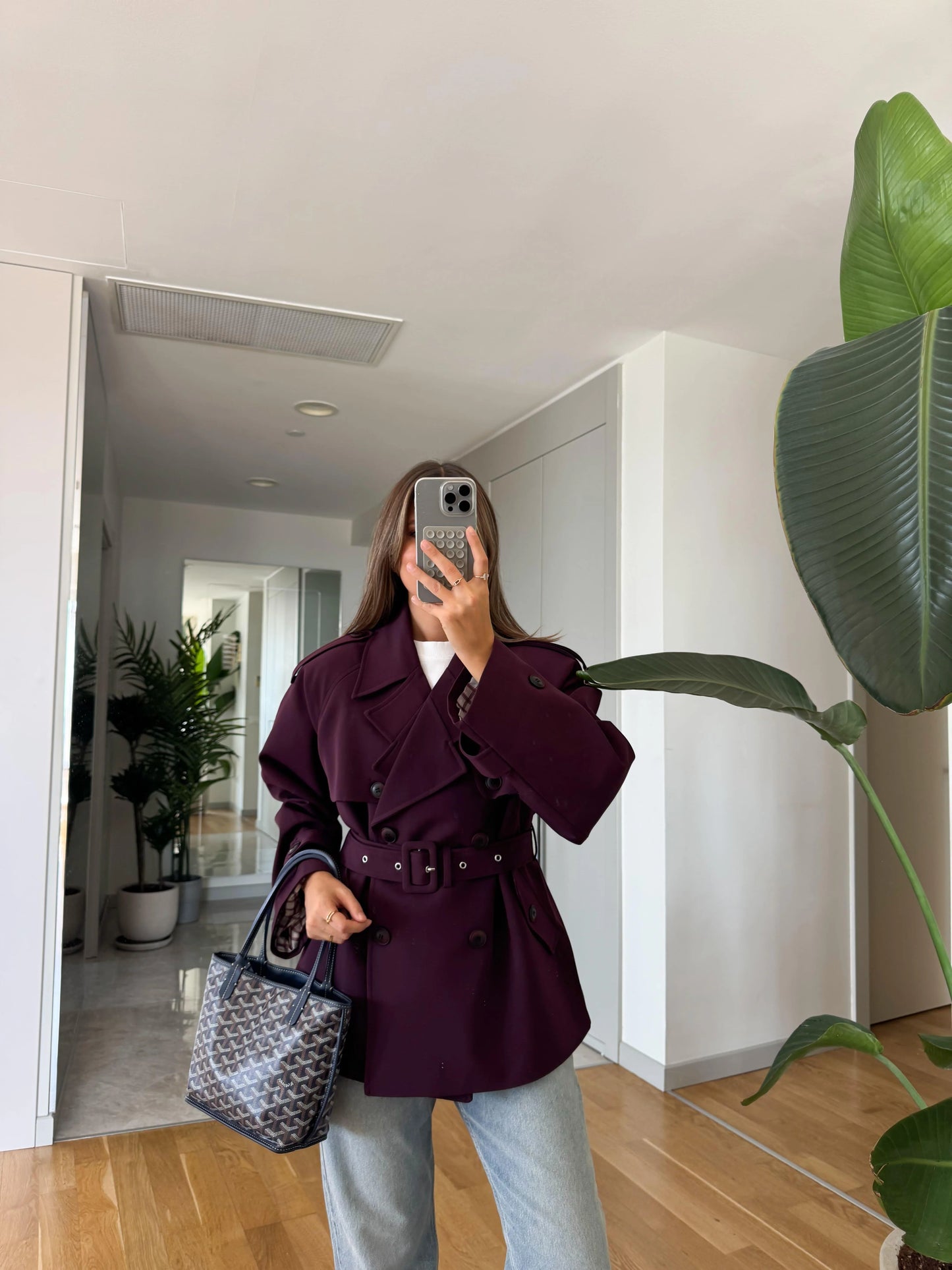 ترنش كوت عنابي