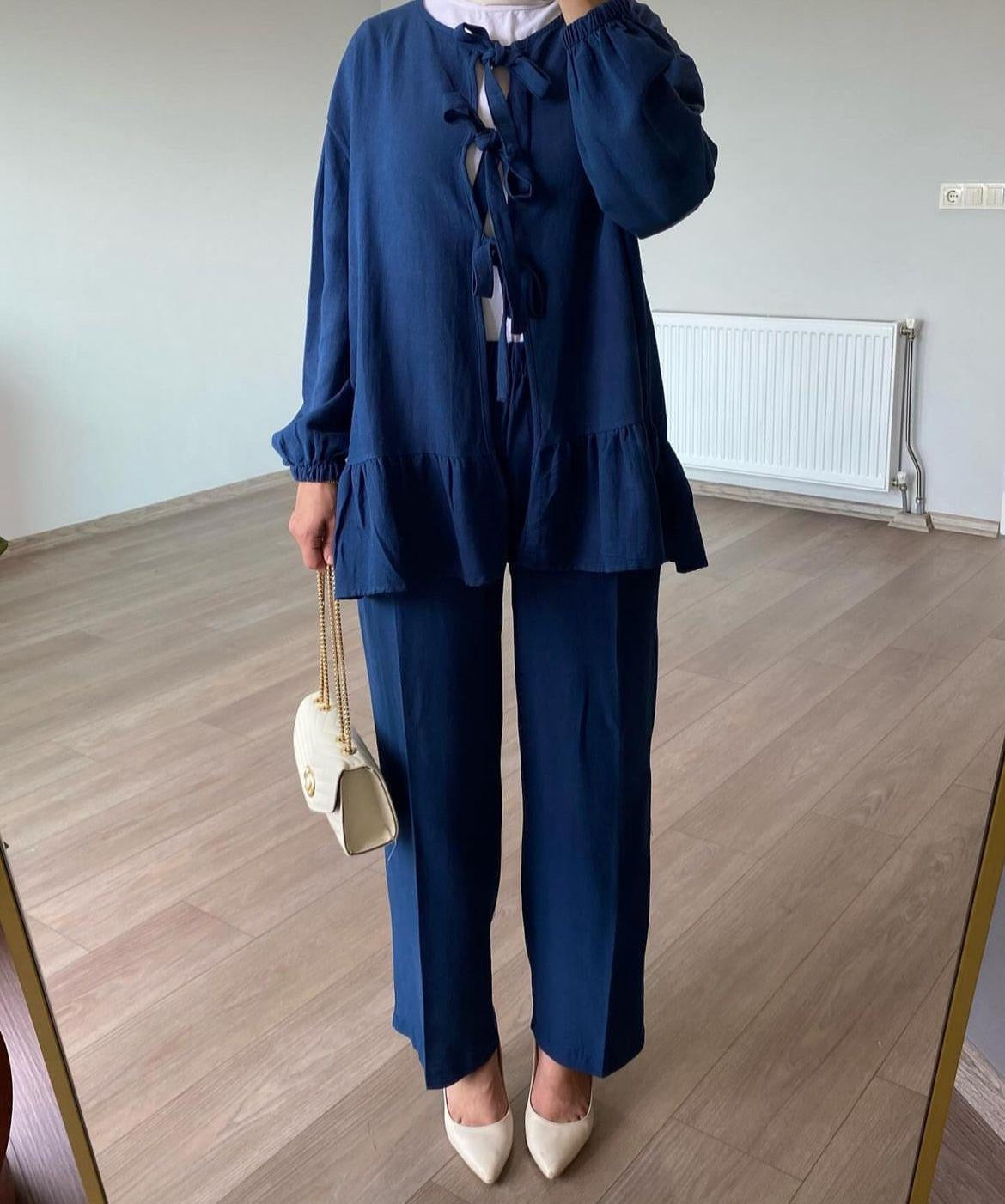 طقم ربطات كحلي