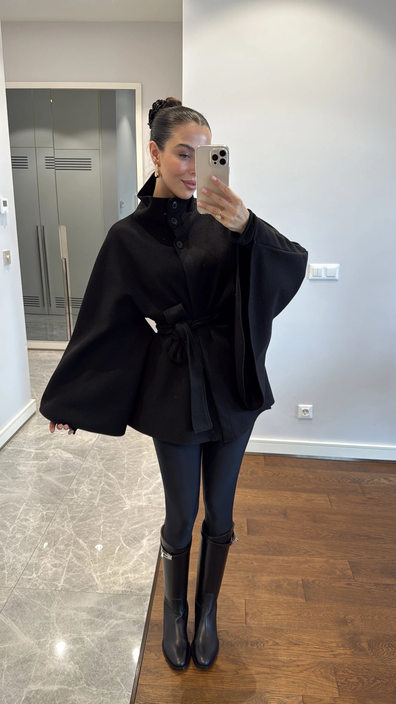 جكيت بقبة مع ربطة اسود