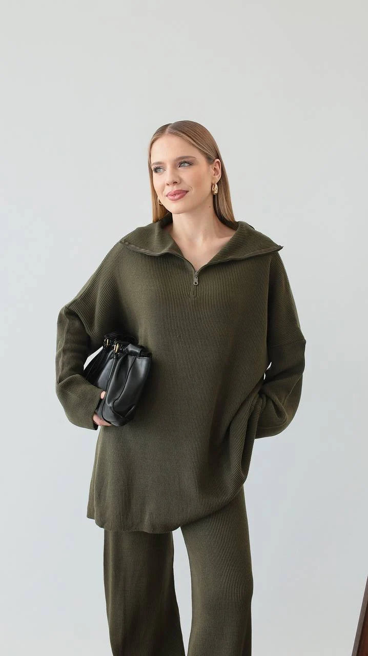 طقم زيتي بسحاب