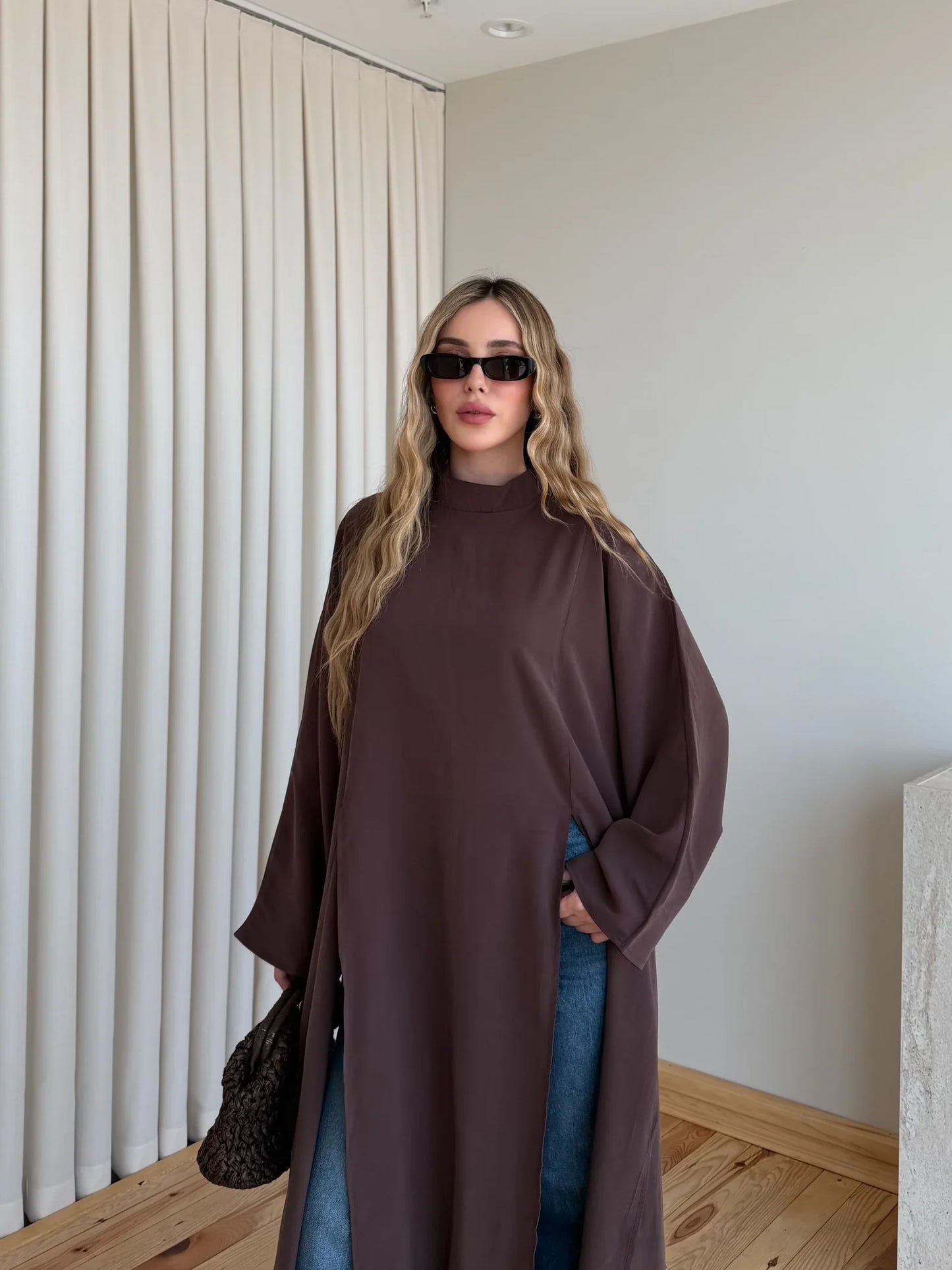 بلوزة طويلة بني