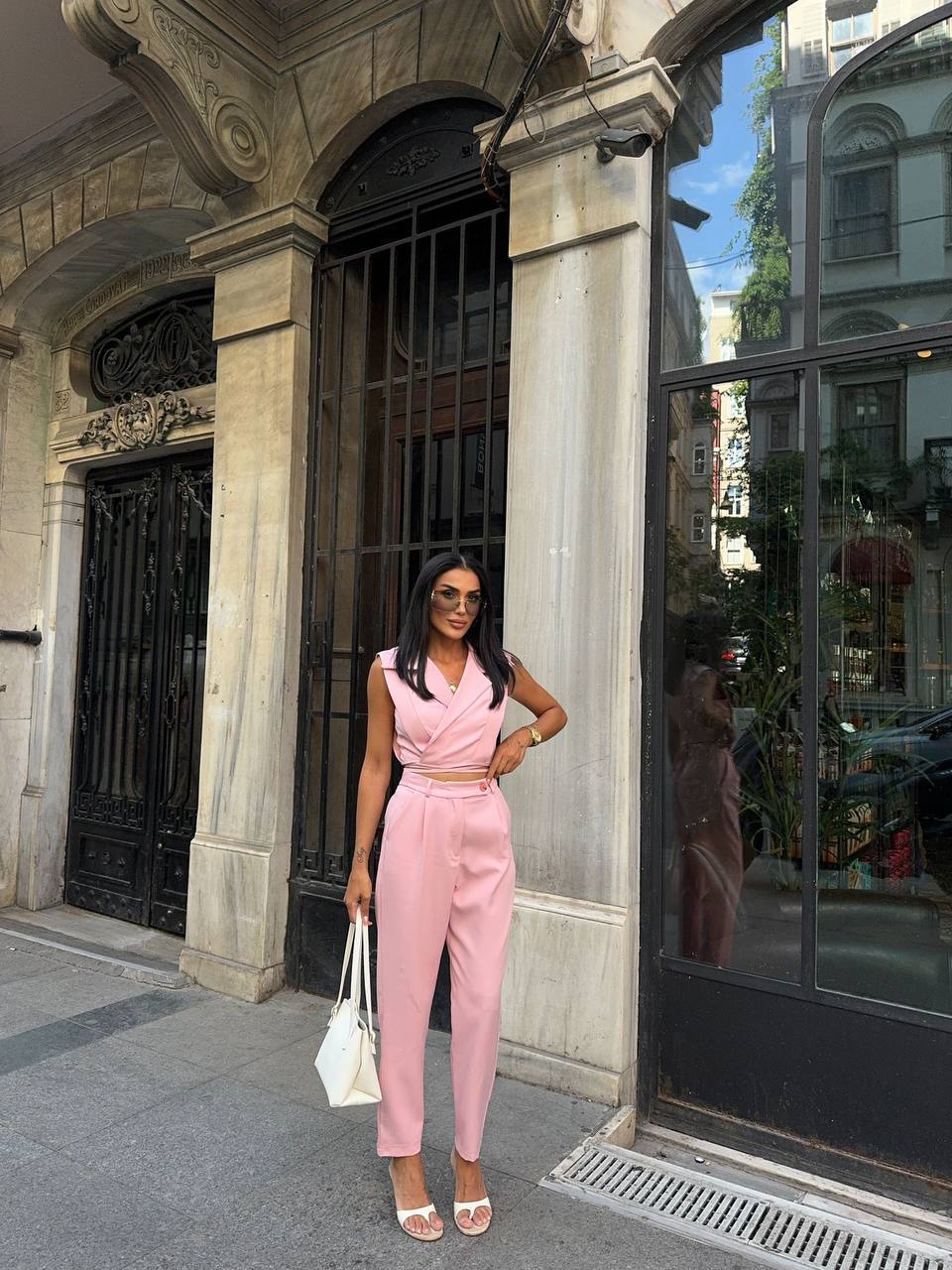 طقم رسمي جكيت قصير زهري