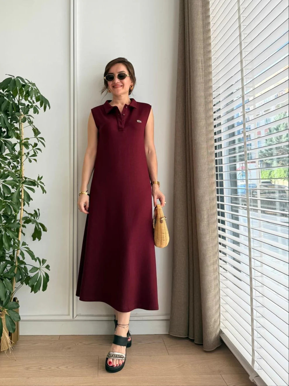 فستان لاكوست خمري