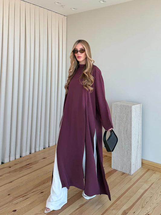 بلوزة طويلة خمري