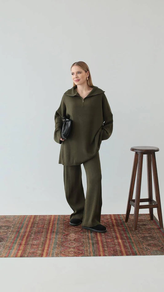 طقم زيتي بسحاب