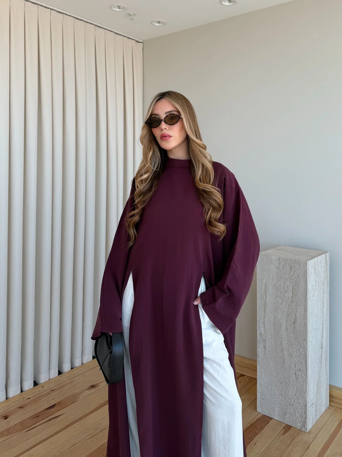 بلوزة طويلة خمري