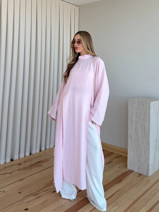 بلوزة طويلة زهري