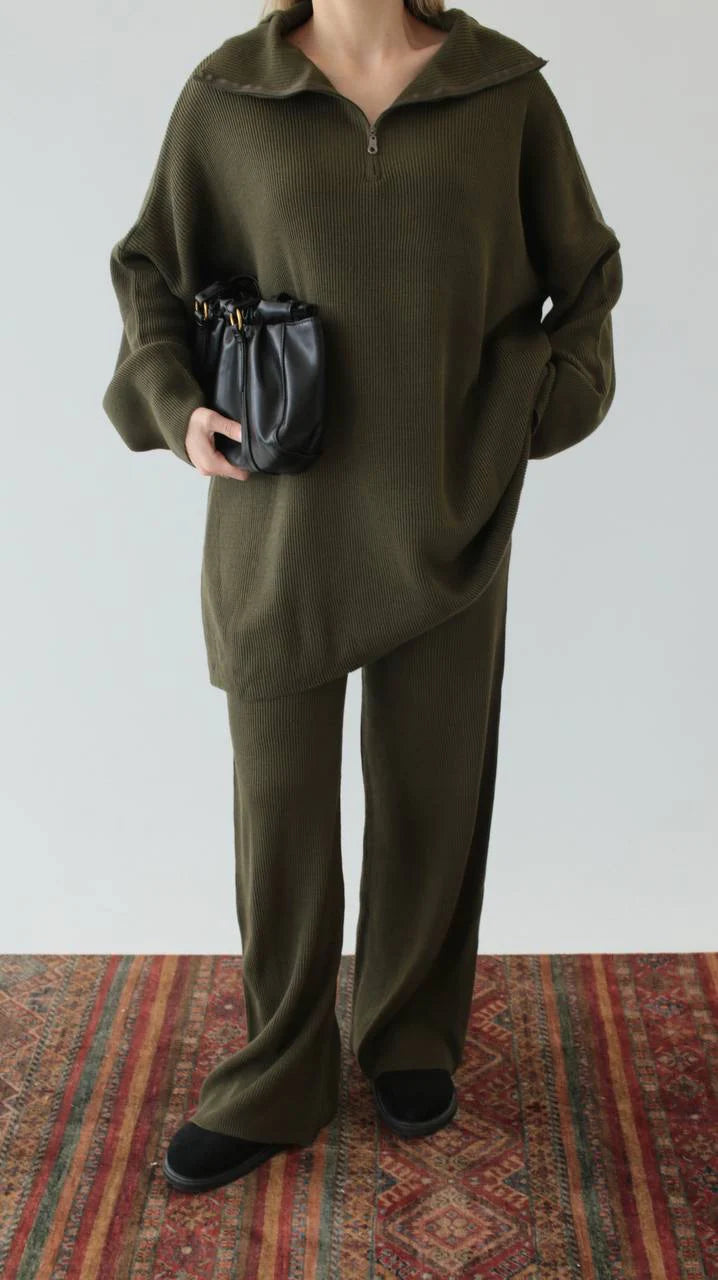 طقم زيتي بسحاب