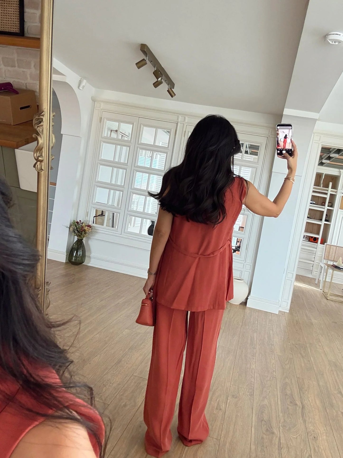 طقم كيمونو مع بنطلون برتقالي