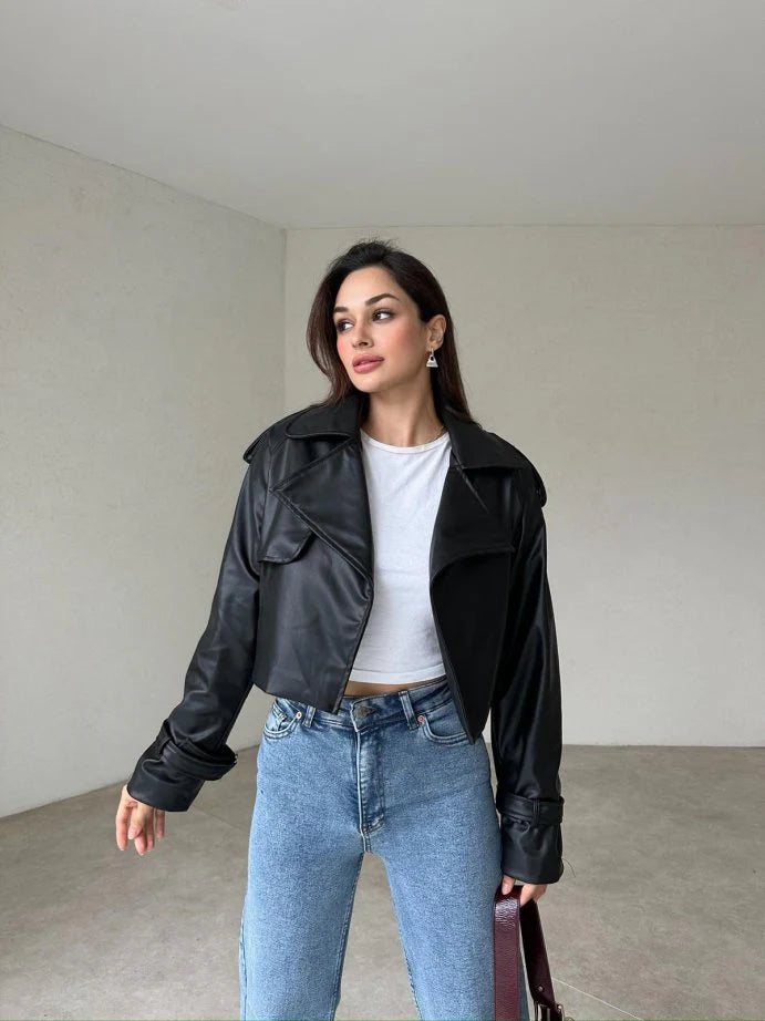 جكيت جلد اسود